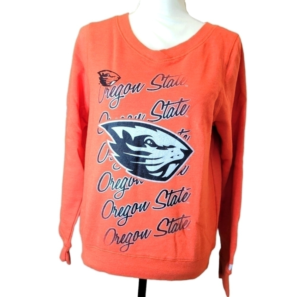 OREGON State Beavers V-Neck Sweat Shirt Size Medium